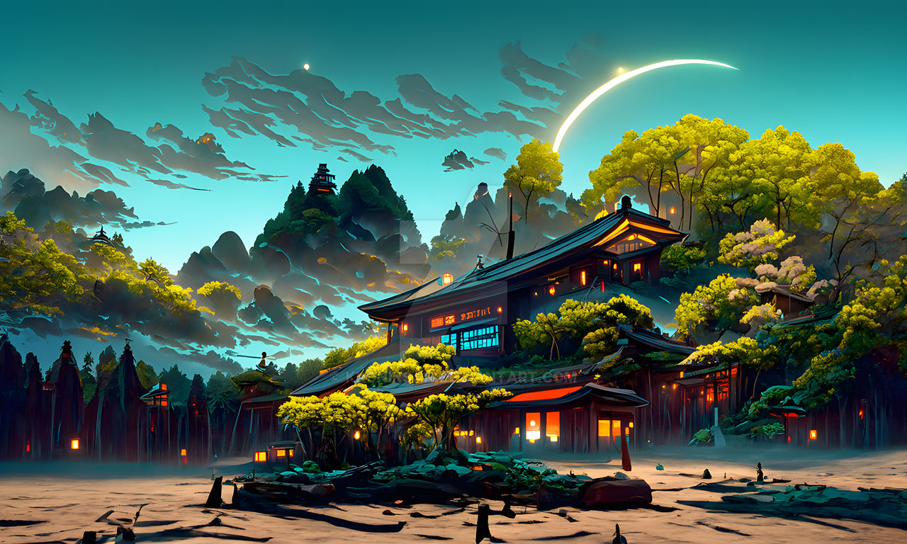 Forest dojo (made with AI) by kroniksan on DeviantArt