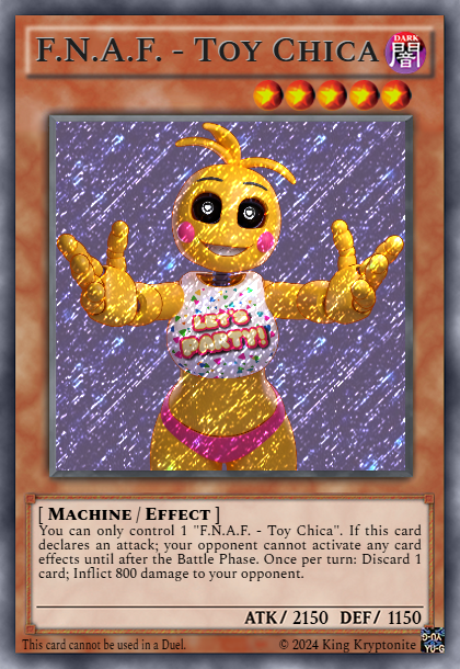 fnaf yugioh cards FIVE NIGHTS AT FREDDY'S FNAF Toy Chica YGO Card