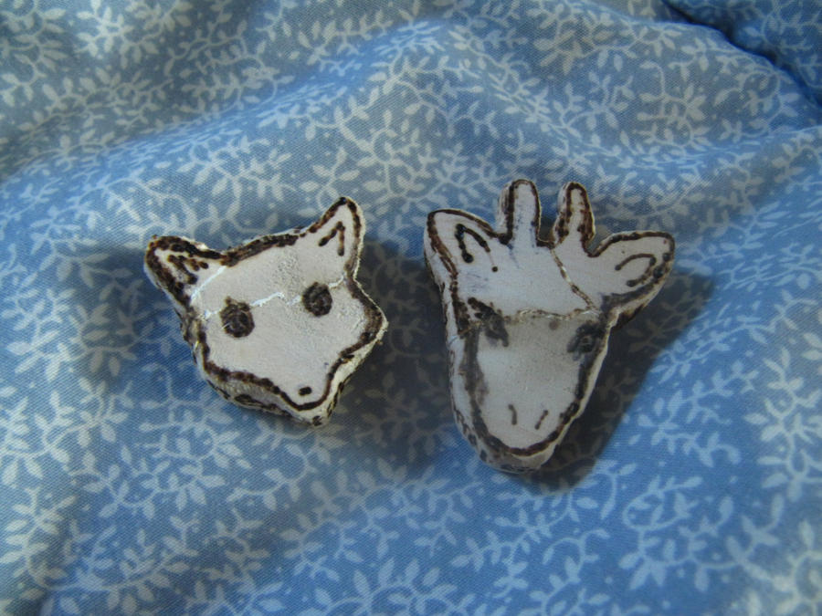 Giraffe and Fox Wooden Pendants