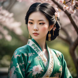 Chinese princess in a garden