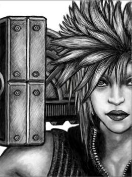 Cloud FF7 drawn with Tegaki