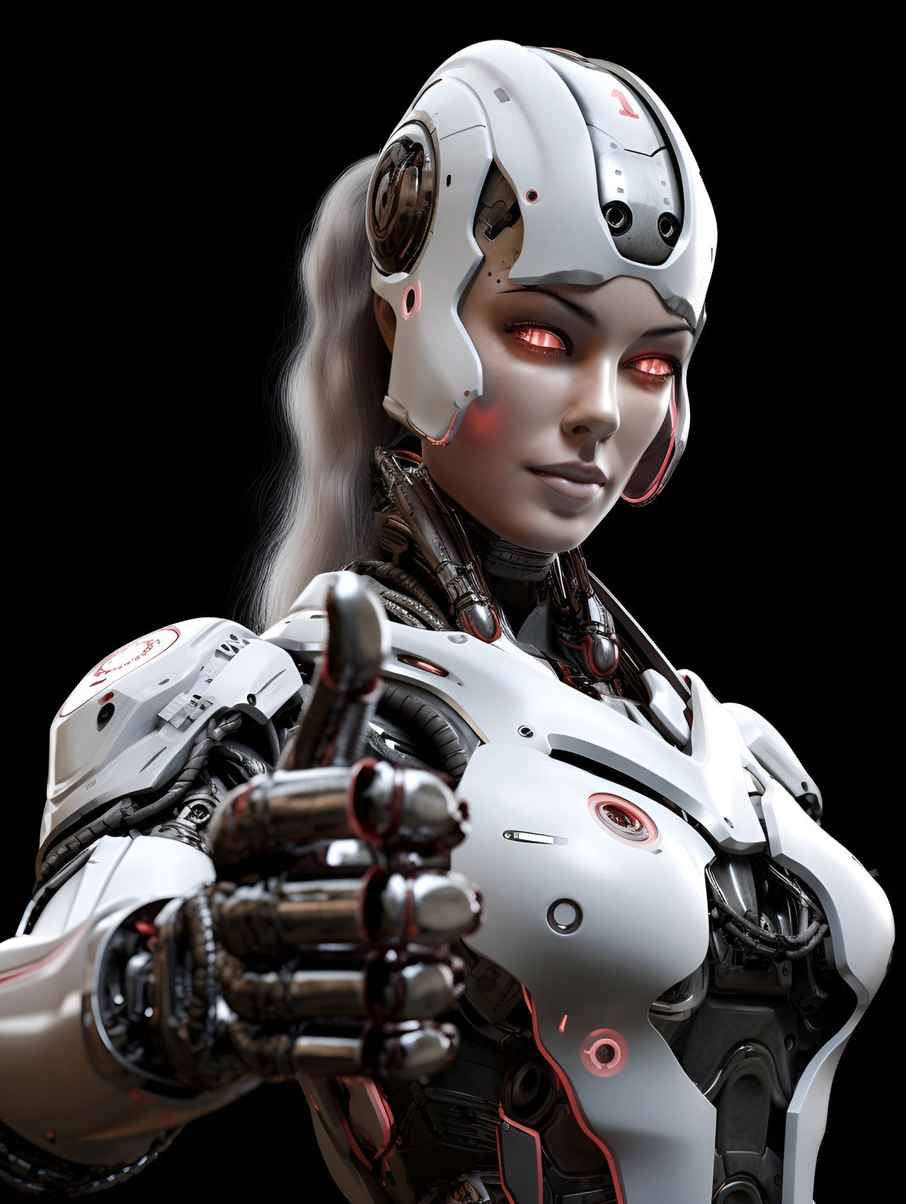 Kalle Wurst photorealistic female cyborg with supe