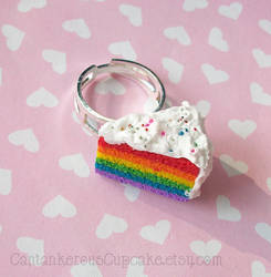 Rainbow Cake Slice Ring