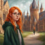 A straight Orange haired Slytherin girl with freck