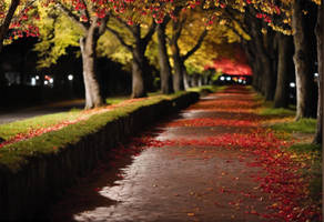 Trees Lining A Path At Night 060524