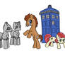 The Doctor, Rose, Weeping Pegasus, and Cyberponies