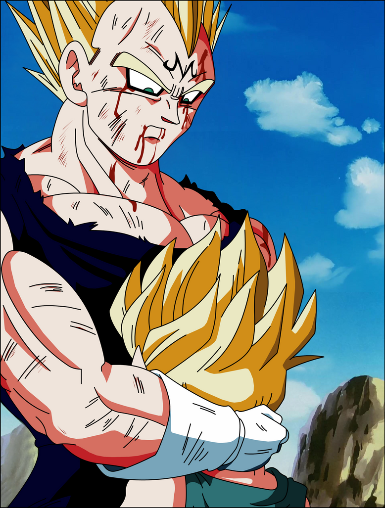 Majin Vegeta abraza a Trunks by AndresEntertainment on DeviantArt
