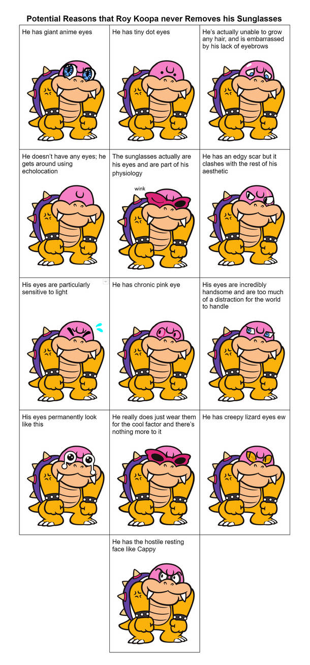 Ray Koopa Roy Koopa Sunglasses Chart (Oct 2020) by sketchy-dog on DeviantArt