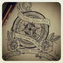 Broken compass tattoo design