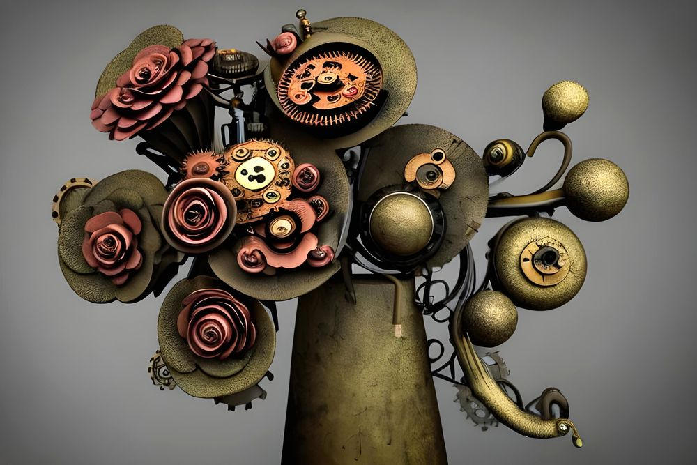Steampunk tree with flowers and fruits by Bukoslav on DeviantArt