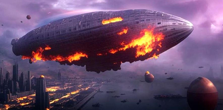 Explosion of zeppelin above the city by Bukoslav on DeviantArt