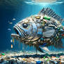 Metallic Waste Fish: Ocean Pollution Art