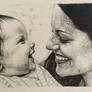 Mother's luck forever (Charcoal drawing)