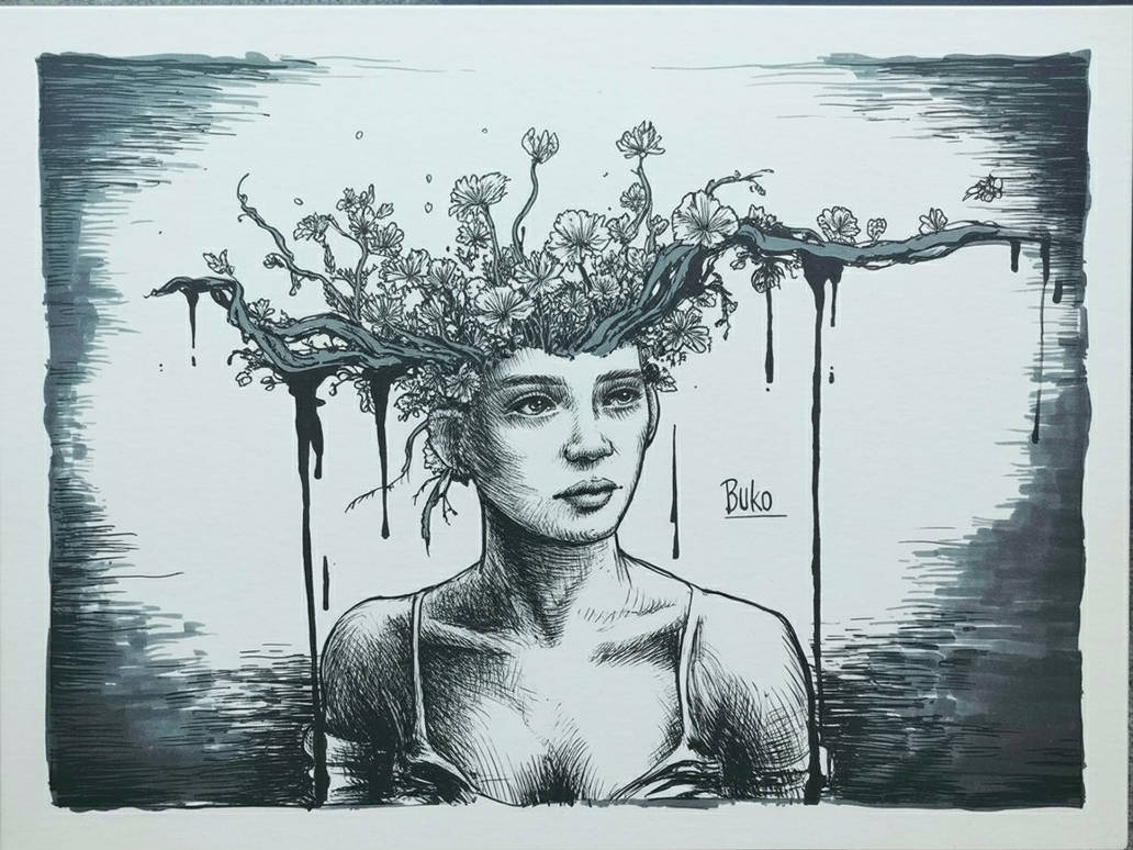 Crown Ink Drawing Nature's Crown (Ink drawing) by Bukoslav on DeviantArt