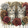 Kittens Alchemy Roses Tattoo /Synthography art/