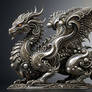 Ornate Silver Dragon Sculpture Collection
