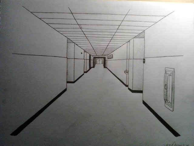 One Point Perspective Hallway
