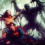 Wonder Woman and Superman vs the Tar Creature