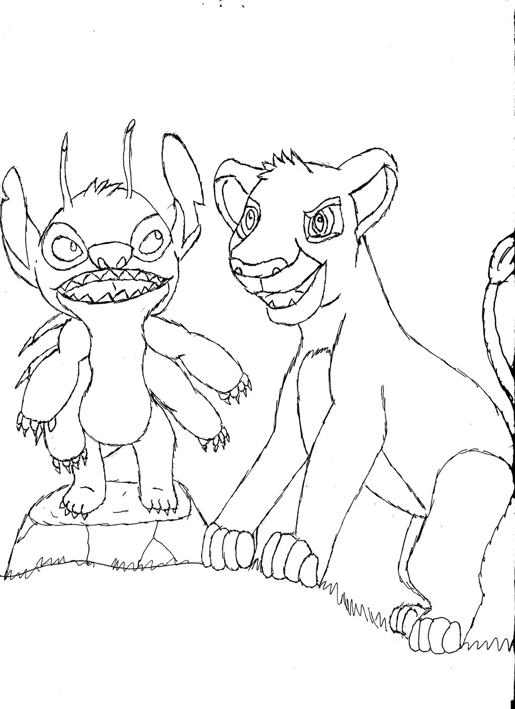 Simba Line Simba and Stitch - Line Art by digiyukat624 on DeviantArt