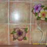 Detail, flowers on tile