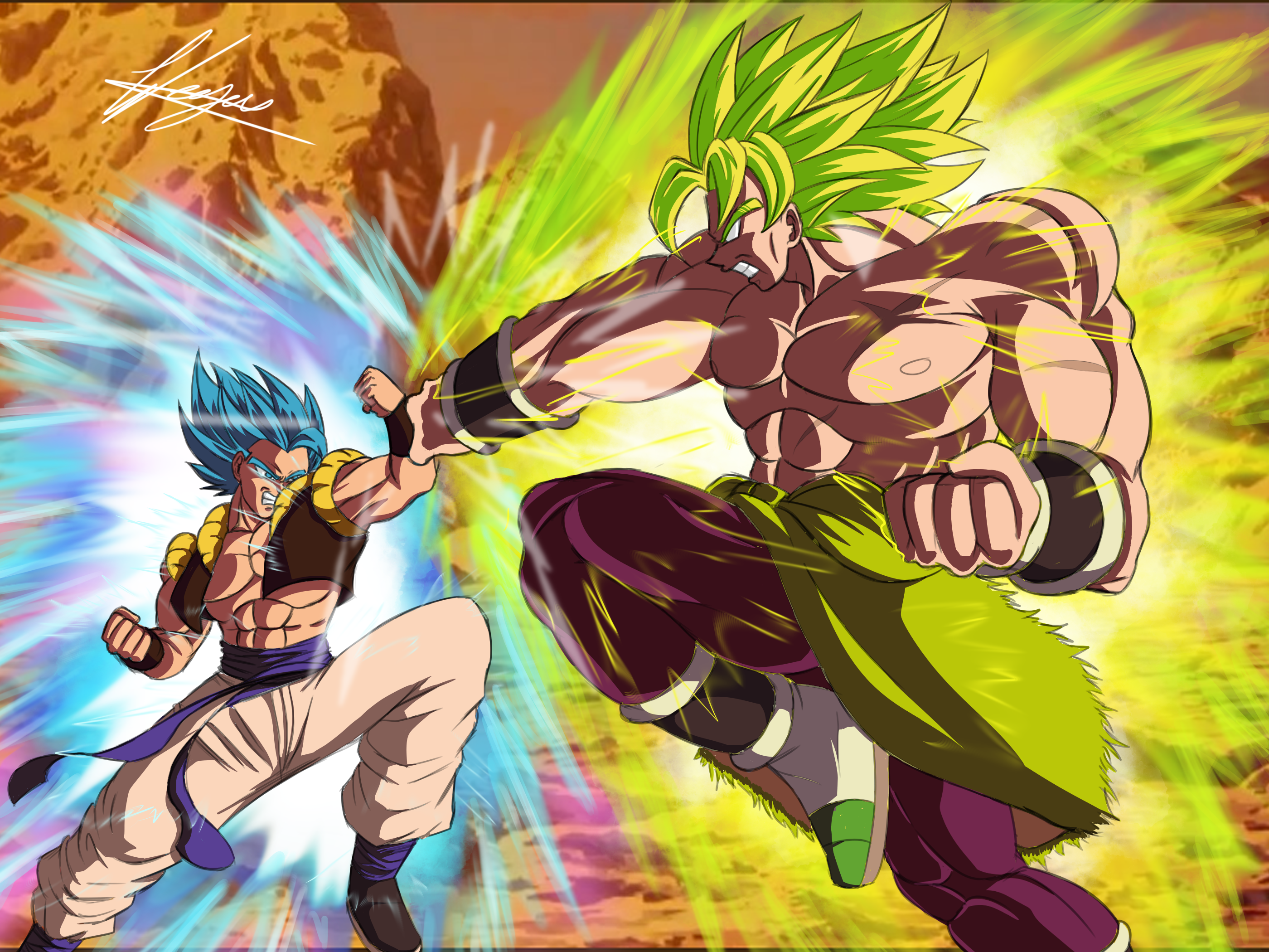 Gogeta Super Saiyan Blue VS Broly by InnsaneStudios on DeviantArt