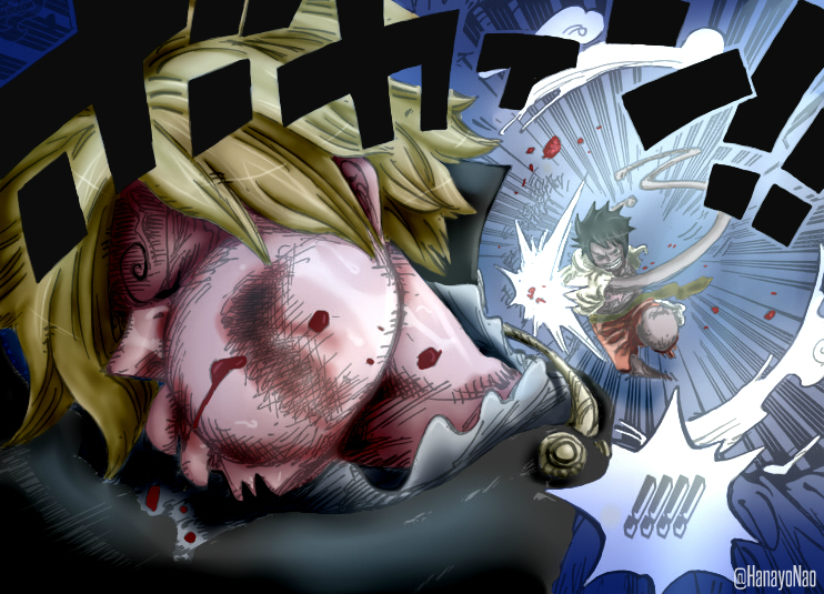 One Piece 856 - Luffy punch Sanji colored version by Hanayo-Nao on