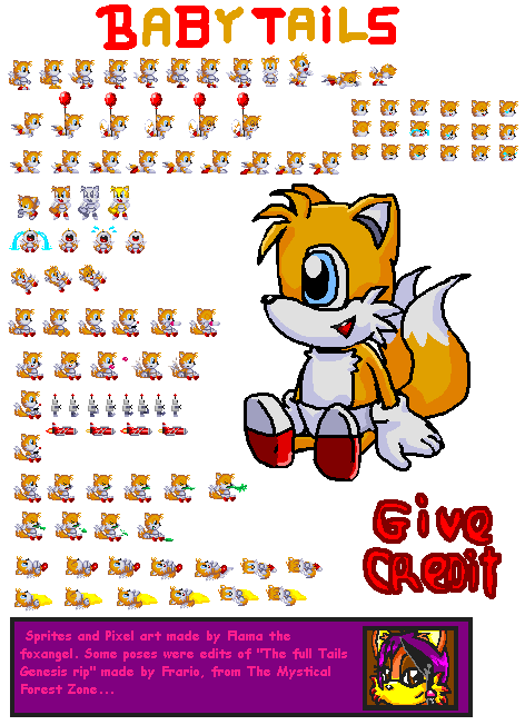 Tails from Sonic Hedgehog 3 spritesheet ripped by Frario