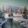 Winter landscape/ oil painting