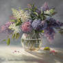 Lilacs in a vase/ oil painting