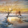 Winter landscape - Willows/ oil painting