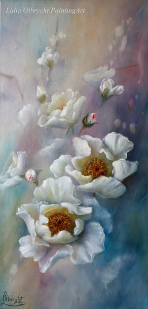 White Roses Impression/ oil painting