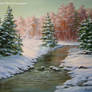 Winter Landscape - Brook/ oil painting on canvas