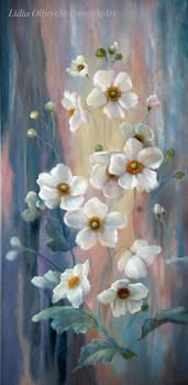 Japanese Anemones Impression/ oil painting