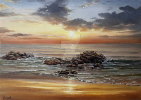 Sunset seascape/ oil painting