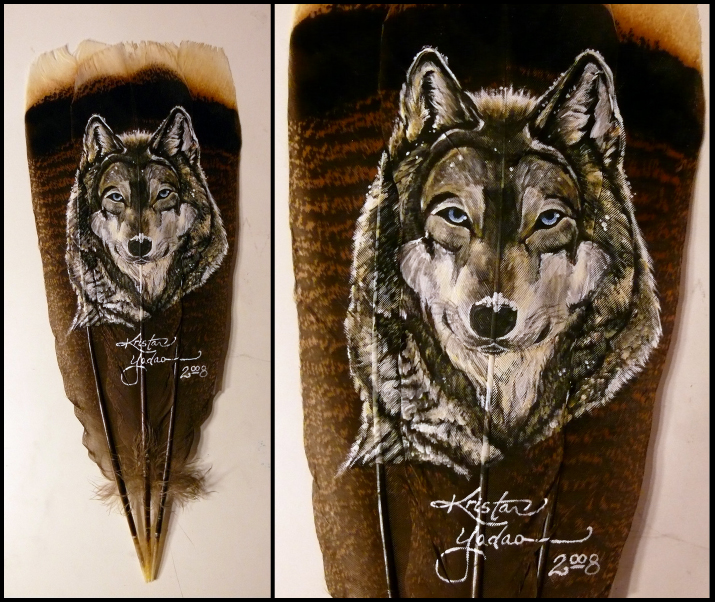 Snow Wolf - Feather Painting