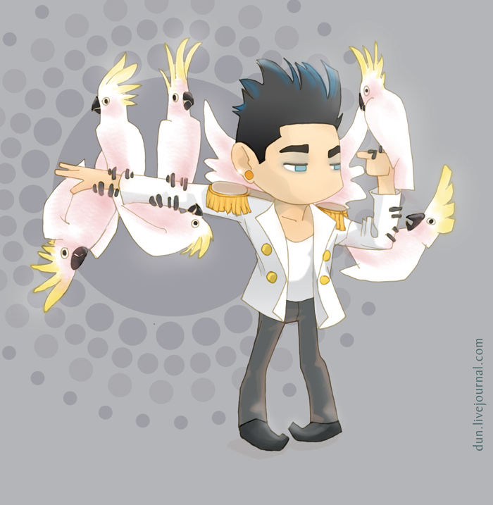 Adam Lambert + cockatoos