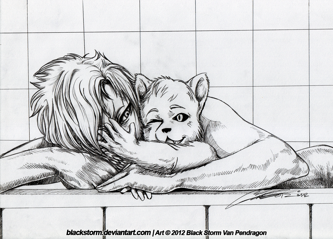 Grimmjow and little Cachorro, bathtime