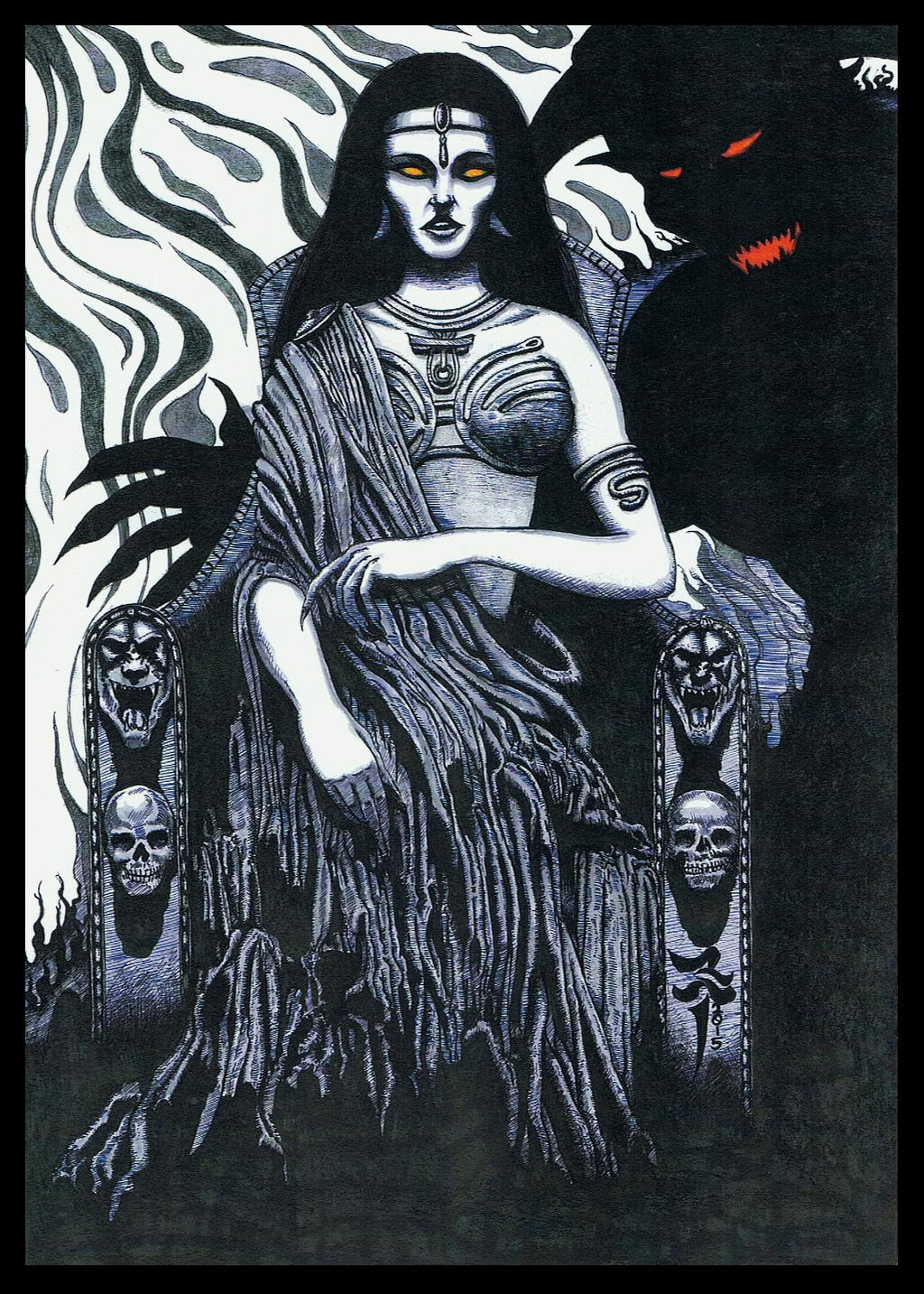 The Ghoul Queen - black white ink version - 2015