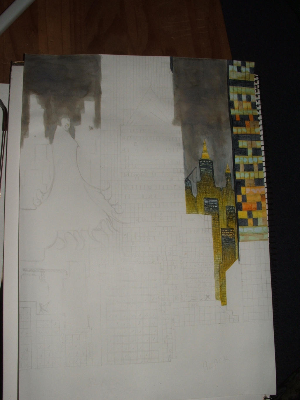 Batman concept wip 5 Background buildings comp