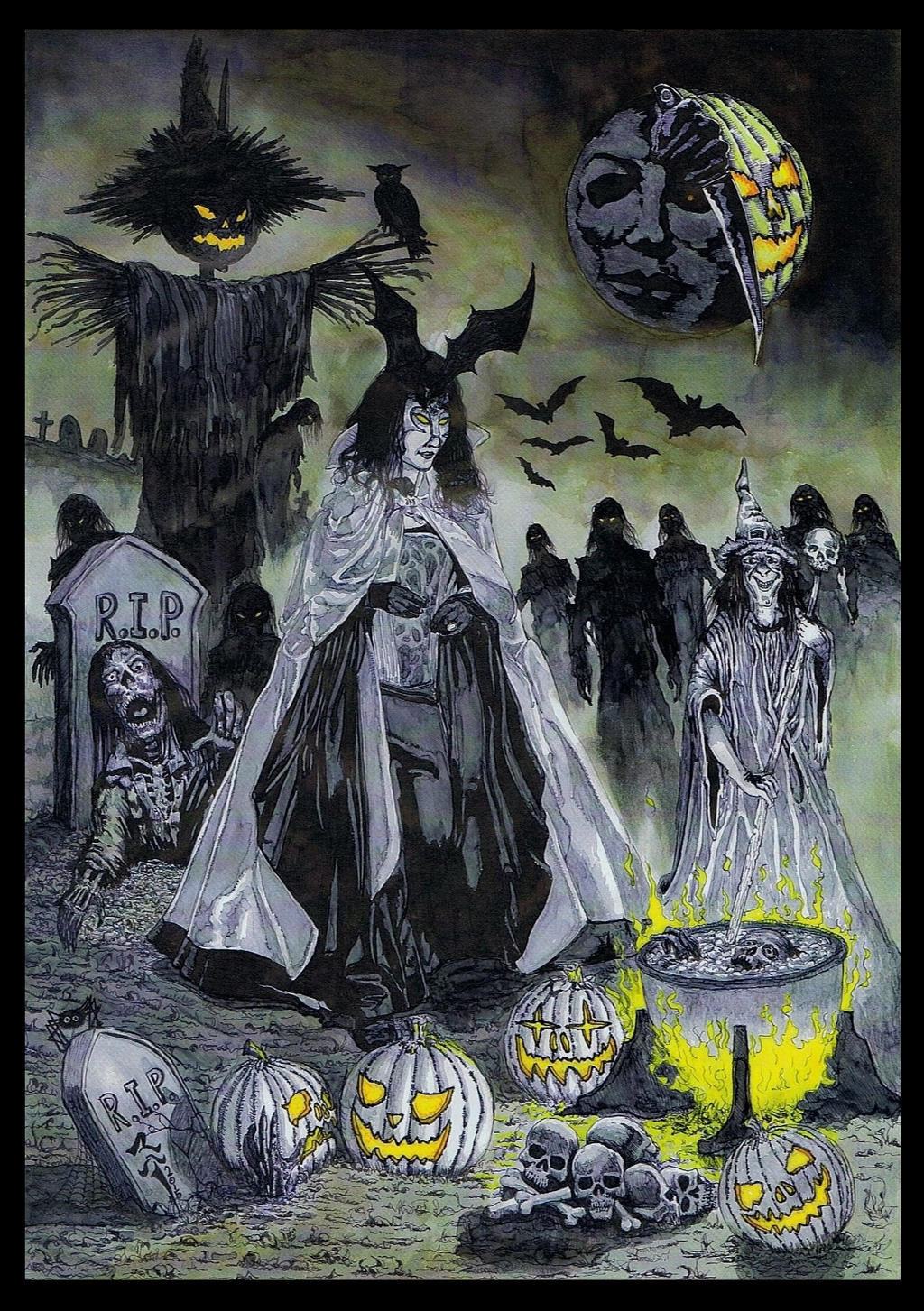My Perfect Halloween - black white ink version