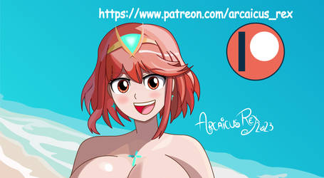 Patreon - Pyra in the beach naked by ArcaicusRex