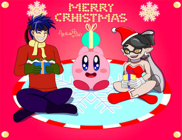Commission - Christmas with Kirby, Ike and Callie
