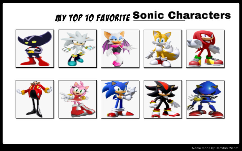 Top 10 Sonic Characters by Foxboy614 on DeviantArt