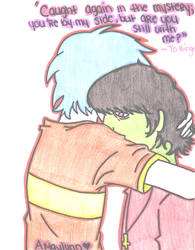 Murdoc and 2D huggles