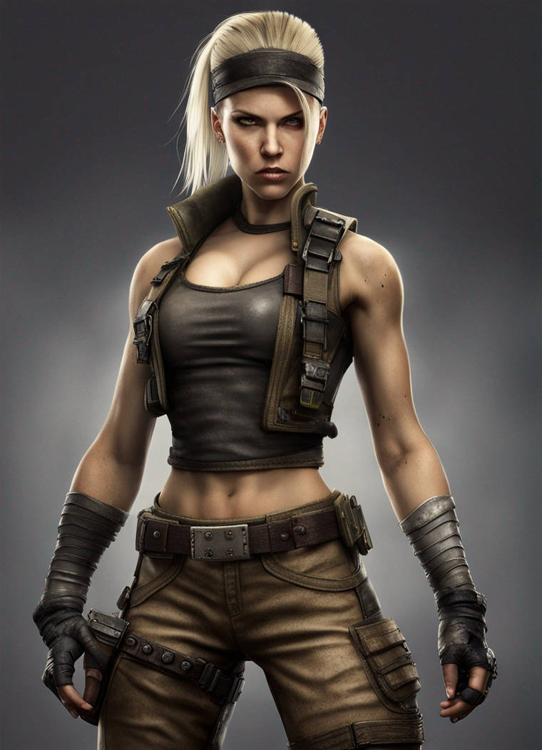 Sonya Blade from Mortal Kombat as a wasteland war