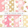 Pink and Gold Dahlias Digital Paper