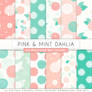 Pink and Mint Dahlias Digital Paper
