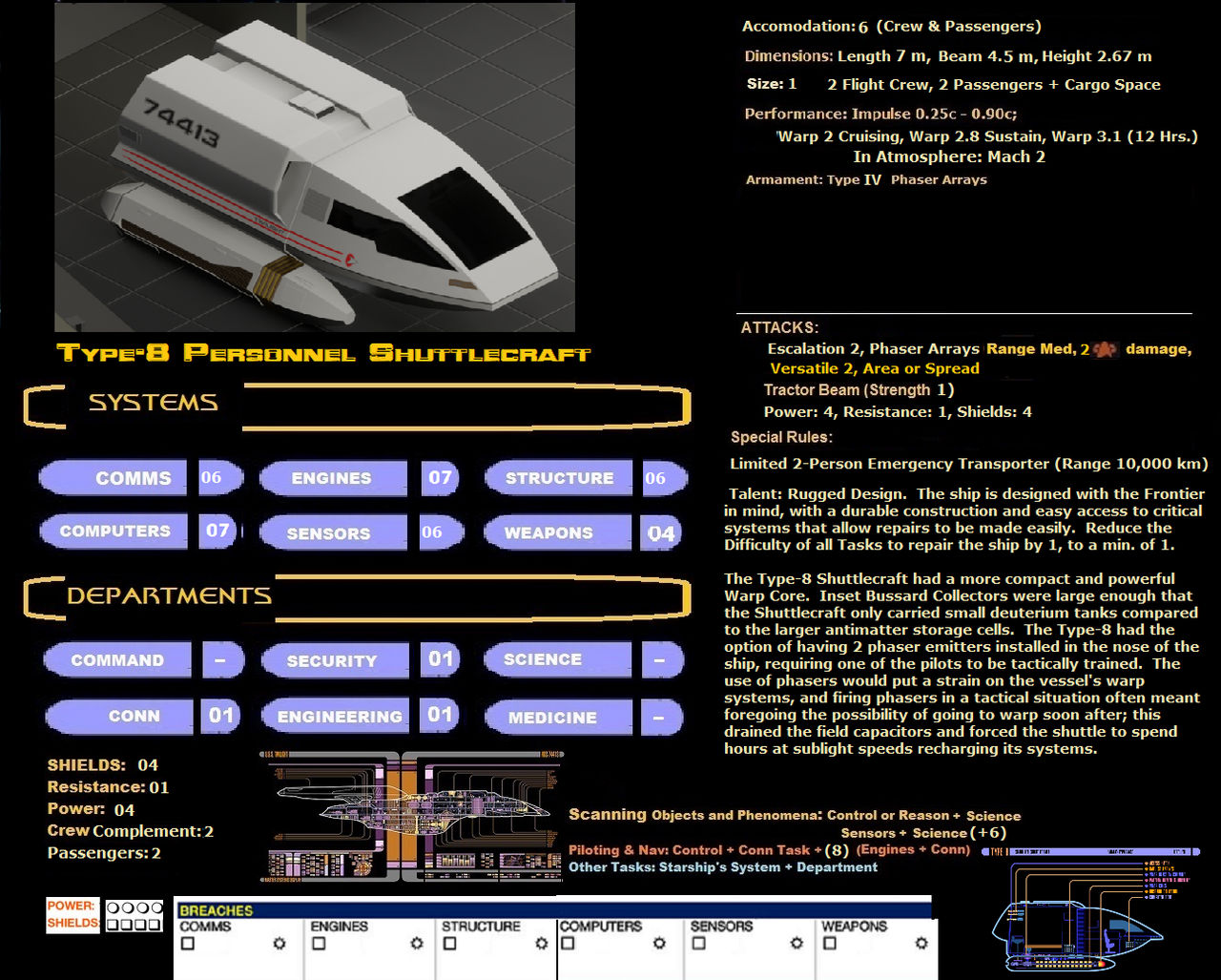 Type 8 Shuttlecraft Shuttlecraft Type 8 Game Stats by captain-harker on DeviantArt