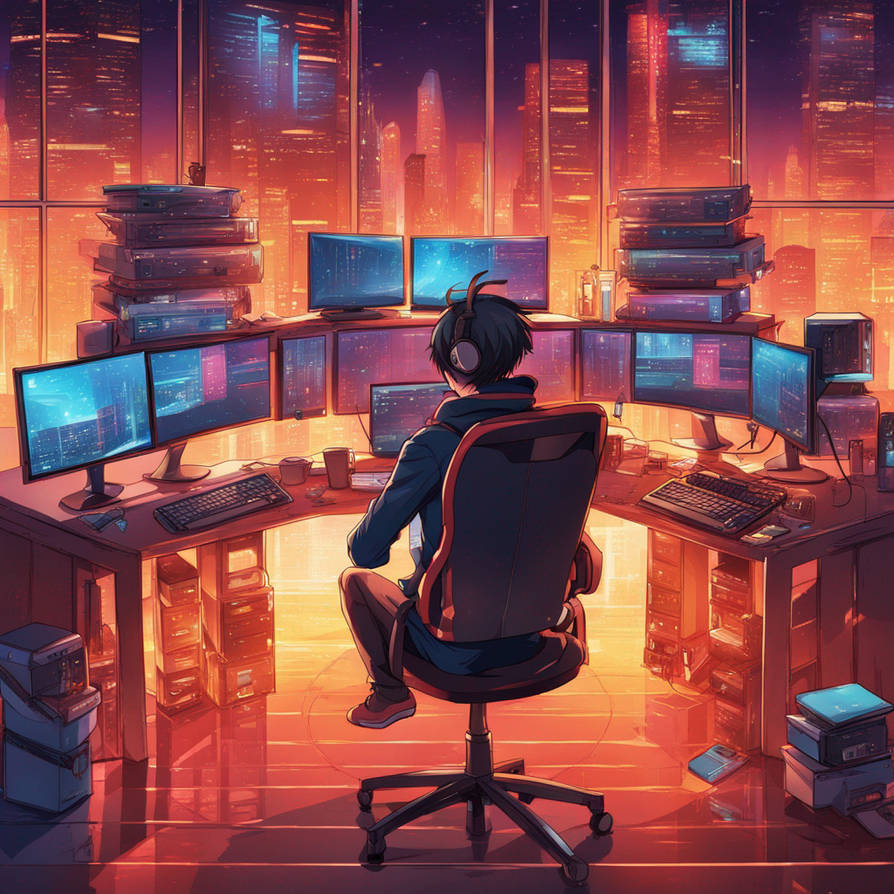 Computer Company Deviantart Hacker in front of three computers on a big chair by Saifelkastawy on ...