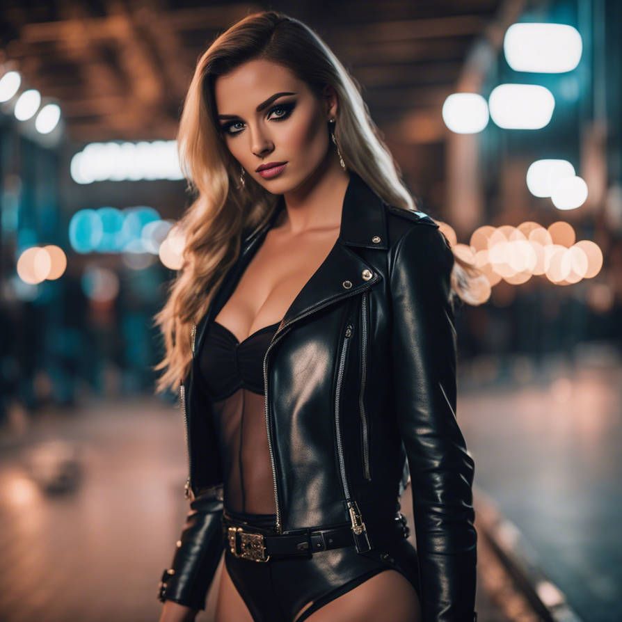 Beautiful sissy girl, explicit clothing in leather